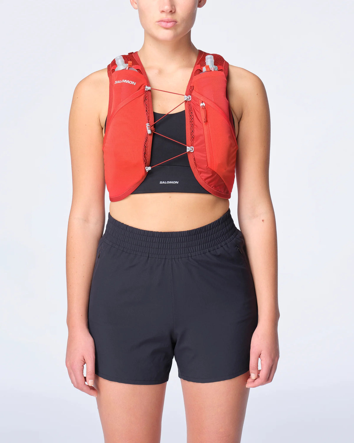 Chaleco de hidratación Salomon Active Skin 4 Rojo, detalle del compartimento trasero
