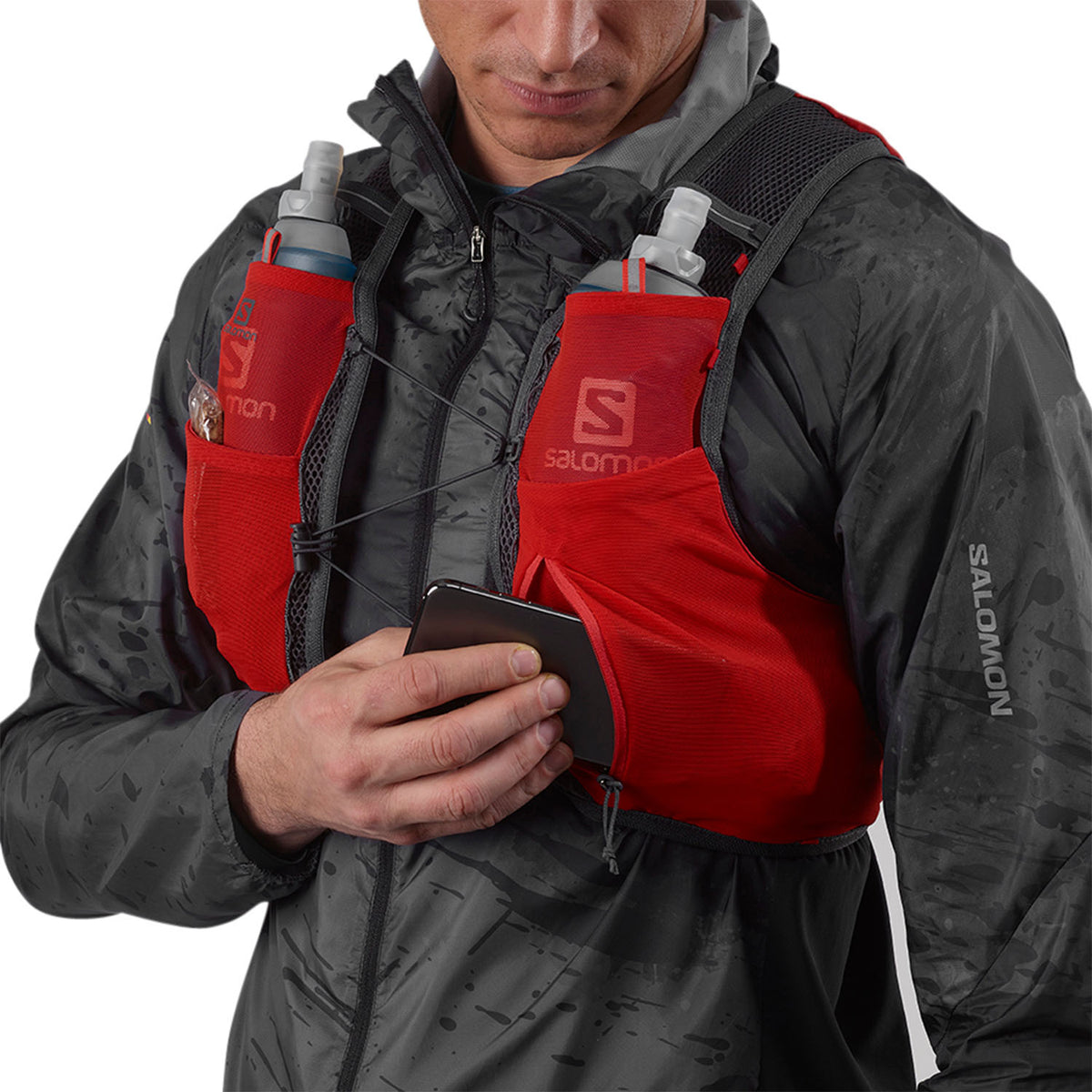Chaleco de hidratación Salomon Active Skin 4 Rojo gris, vista frontal