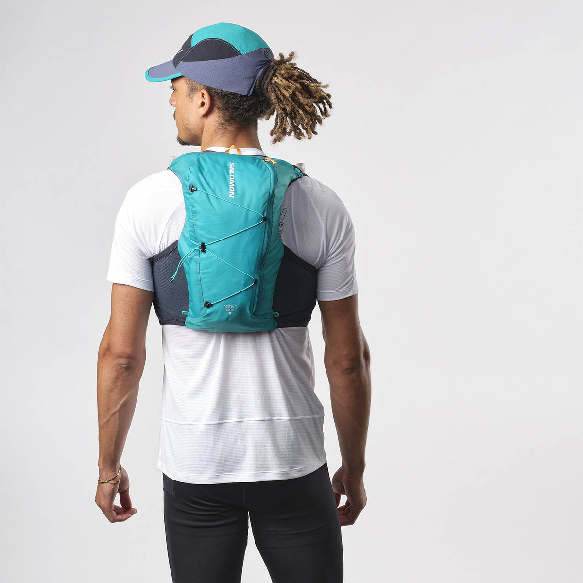 Chaleco de hidratación Salomon Active Skin 8 Turquesa, vista trasera
