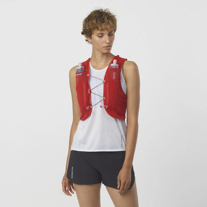 Chaleco de hidratación Salomon ADV Skin 12 Rojo, detalle del compartimento trasero